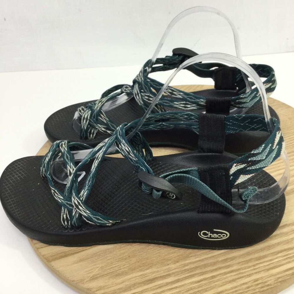 Chaco ZX2 Classic Sandals Women Size 11 Teal White Diamond Double Strap Toe Loop - Picture 5 of 8